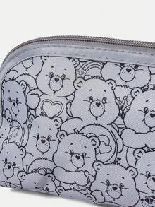 SHEIN X Care Bears 1個卡通圖案化妝包，便攜式拉鍊化妝收納包，多功能收納包，輕便旅行包 - 多色-灰色 - 查看 5