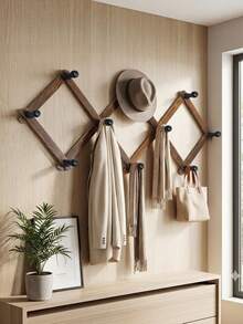 Wooden Expandable Coat Rack With 10 Hooks Accordion Wall Mounted Coat Rack For Hanging Hats, Hats, Clothes, Towels, Wall Hanging Clothes Hooks, Home Decor Fall Decor Holiday Decor Room Decor Home Decor Fall Decor Bedroom Decor - View 6
