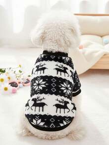 PETSIN 1 Boneka Hewan Peliharaan dengan Topi, Motif Rusa Natal Hitam Putih dan Kepingan Salju, Bahan Flanel - MultiWarna - View 5