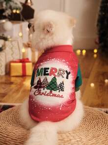 PETSIN 1 Pc Christmas Tree & Letter Print Pet Dog/Cat Crewneck Sweatshirt - Multicolor - View 2