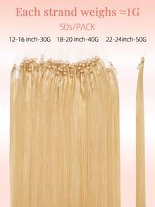 50 Strands Micro Loop Hair Extensions Real Human Hair, 27# Blonde Microbead Design, Ultra‑Smooth & Super‑Soft Silky Straight Texture, Premium Healthy Remy Hair, Easy Installation, Perfect For Women Daily Styling, Hair Volume Boosting - S27 - View 4