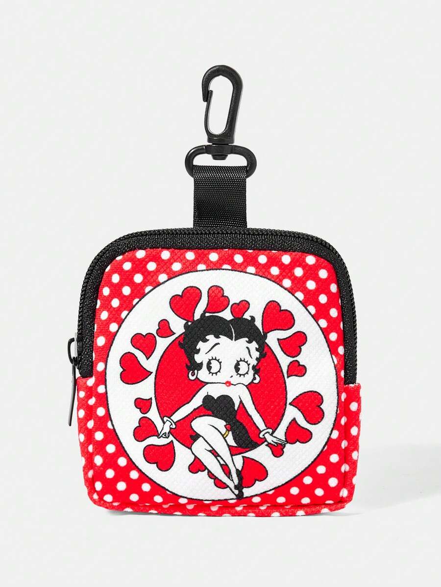 Betty Boop x SHEIN Multi-Functional Coin Purse With Lock And Zipper Pocket, Coin Storage And Organizer Pouch, Suitable For Both Men And Women - Cartoon-3 - View 1