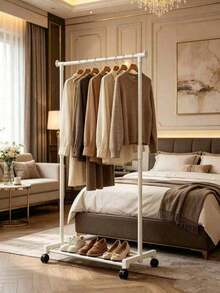 Space-Saving Design With Double-Layer And Single-Layer Hangers, Equipped With Independent Rolling Casters, Three-Layer Structure, Measuring (60 Cm * 35 Cm * 130 Cm), Fits 8 To 10 Pieces Of Clothing. - Multicolor - View 5