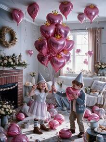 MINKOJA 6Pcs 19-Inch Crown & Heart Shaped Floating Balloons, Suitable For Wedding Decoration, Mother's Day, Proposal, Date Photo Props, Indoor/Outdoor Decor, Bridal Shower, Birthday - multicolor - View 8