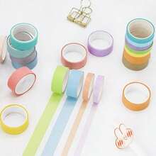 6/12 Rolls Decorative Solid Color Paper Tape Set, Rainbow DIY Masking Tape, Suitable For Notebooks, Planners And Labeling, Back To School Supplies - Youth Macaron - View 3