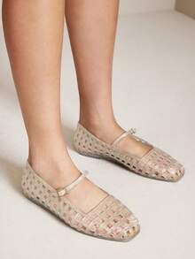 SHEIN VACAZURE Women Comfy Vacation Ankle Strap Clear Jelly Flat Sandals - transparent color - View 2