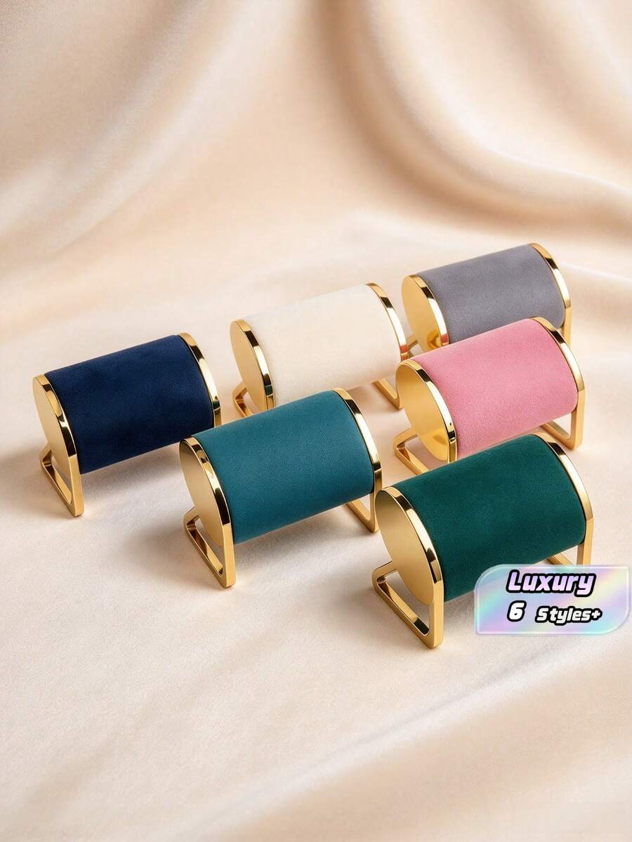 1pc Luxury Velvet Watch Display Stand, Metal Anti-Slip Watch Holder, Jewelry Photography Prop Suitable For Home And Commercial Use - Multicolor - View 1