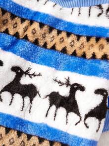 PETSIN 1 Boneka Hewan Peliharaan dengan Topi, Motif Rusa Natal Biru dan Putih serta Kepingan Salju, Bahan Flanel - MultiWarna - View 7