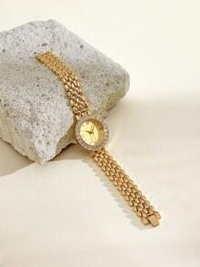 Opalesca Lady's Diamond-Studded Bracelet Watch, Female Light Luxury Model - Gold - View 4