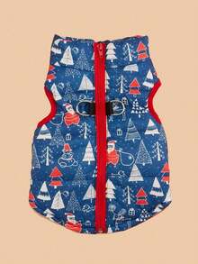 PETSIN Festive Christmas Quilted Dog Vest Zip‑Up Sleeveless Jacket With Dual D‑Ring Leash Hooks - Multicolor - View 20