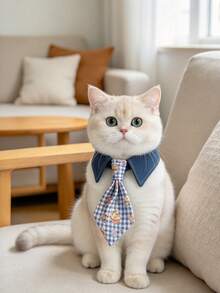 1pc Adjustable Denim Pet Tie, Cute Neck Scarf Collar For Small Dogs & Cats, Photo Prop Pet Accessory - Multicolor - View 7