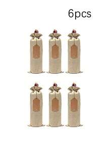 6/12Pcs Drawstring Wine Bottle Bags., Reusable Wine Gift Bags With Tags, Decor Party Supplies For Birthday. Wedding. Christmas, NewYear, Home And Holiday Party Decoration - Multicolor - View 9