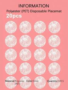 10/20/30/40/50 Pieces 16cm Round Silver Metallic Thin Mesh Disposable Placemat Table Runner Set Shimmery Foil Pressed Design For Home Decoration Dining Table Wedding Birthday Party Decor Event Supplies Banquet Festive Table Setting Elegant Holiday - Silver - View 13