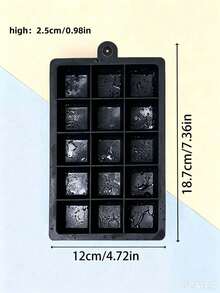 1Pc 15‑Cell Food‑Grade Silicone Square Ice Cube Tray, Easy‑Release Non‑Stick Ice Mold For Clear Even Ice Cubes, For Drinks, Cocktails & Coffee, Multi‑Grid Freezer Kitchen Gadget, Ideal For Home, Bar,Back‑To‑School Season Daily Beverage Cooling Use - Black - View 13