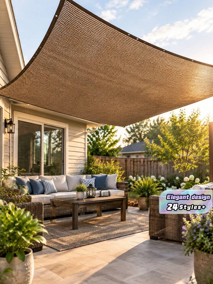 1pc Coffee-Color Uv Protection Sunshade Net, High-Density Breathable Sunblock, Multi-Function Outdoor Snow Net, High-Density Uv Protection, Snow And Frost Resistant For Patio, Picnic, Parking Lot, Garden, Balcony, Corridor, Beach, Yard, And Roof - Multicolor - View 1