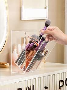 Clear Acrylic Makeup Brush Holder – Adjustable Makeup Organizer For Vanities – Desktop Storage Box With Compartments – Perfect Birthday Or Valentine's Day Gift - View 6