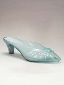 SHEIN VACAZURE Women's French Retro Peep-Toe Jelly Crystal High Heel Sandals - Mint Blue - View 4