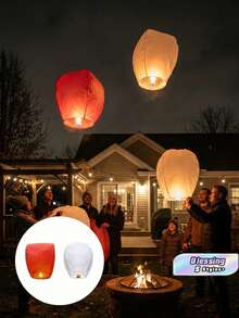 3/5/10/20 Pieces Of Paper Sky Lanterns - Floating Lanterns Resistant To Wind, Suitable For Weddings, Birthdays, New Year'S Eve, And Birthday Parties - Mixed Colors - Multicolor - View 2