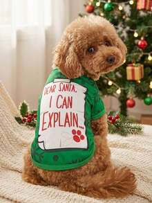 PETSIN Funny Christmas Letter‑Print Pet Garment, "Dear Santa I Can Explain" Seasonal Wear For Dogs Cats - Multicolor - View 5