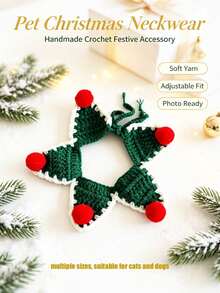 PETSIN Christmas Handmade Crochet Pet Collar, Soft Adjustable Christmas Neck Accessory, Cute Holiday Photo Prop Accessory, Suitable For Cats And Puppies, Perfect For Holiday Party - Multicolor - View 19