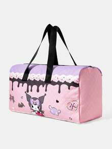 HELLO KITTY AND FRIENDS | SHEIN 粉紫色絎縫蛋糕滴落卡通印花雙手柄大容量旅行週末旅行袋 - 卡通-3 - 查看 2