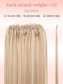 50 Strands Micro Loop Hair Extensions Real Human Hair P18/22#Balayage Caramel Blonde To Bleach Blonde Microbead Hair Extensions Utral Smooth And Super Soft SilkyStraight Micro Loop Healthy  Human Hair Extensions For Woman - S18A/613A - View 5