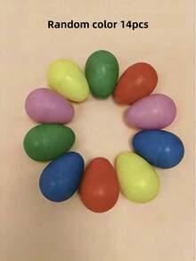 14pcs Maracas Rattle Eggs Set, Plastic Percussion Shakers Musical Instruments, Early Education Rhythm Toys, Easter Party Supplies, Kindergarten Classroom Teaching Tool - Multicolor - View 6