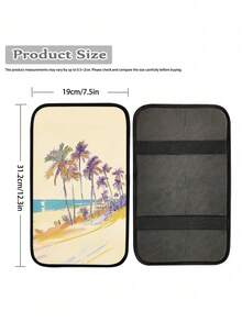 1PC Car Armrest Cover Palm Tree Beach Painting Center Console Armrest Cushion Universal Car Armrest Pad Polyester Fabric Auto Handrest Protector For Most Car Truck SUV Vehicle Interior Decor - A - View 7