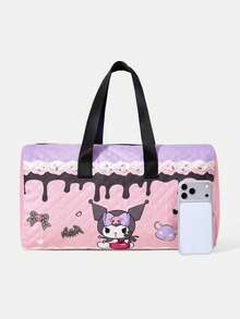 HELLO KITTY AND FRIENDS | SHEIN 粉紫色絎縫蛋糕滴落卡通印花雙手柄大容量旅行週末旅行袋 - 卡通-3 - 查看 3