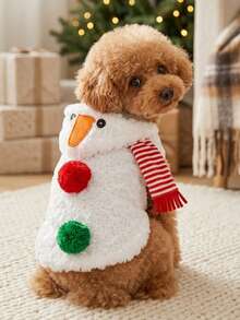 PETSIN Snowman Dog Christmas Costume Fuzzy Plush Hooded Pet Outfit Xmas Holiday Cosplay Clothes For Small Medium Large Dogs - Multicolor - View 6