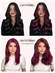 4PCS Straight Clip In Hair Extensions Human Hair, Double Weft Invisible Design With 8 Clips, 99J# Wine Red Premium Remy Hair, 12‑18 Inch, For Full‑Head Volume Boost, Perfect For Women & Girls Daily Wear, Fall Outfits, Halloween And Christmas Holiday - S99J - View 5