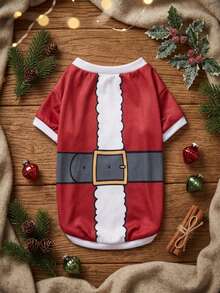 PETSIN Santa Suit Motif Christmas Pet Get‑Up, Holiday Printed Shirt For Dogs & Cats - Multicolor - View 3