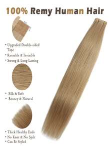 20pcs 50g 16# Light Bloned Color Straight Tape In 100% Remy Human Hair Extension For Salon Silky Seamless Invisible For Thin Hair Woman Natural Look Top Quality Halloween Costumes - S16 - View 3