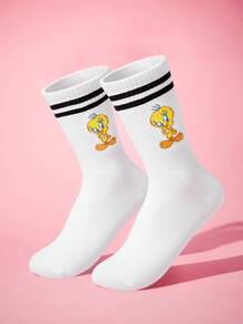 LOONEY TUNES X SHEIN 1 Pair Of Cartoon Pattern Tube Socks - White - View 6