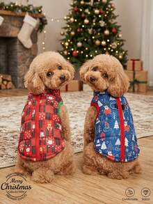 PETSIN Festive Christmas Quilted Dog Vest Zip‑Up Sleeveless Jacket With Dual D‑Ring Leash Hooks - Multicolor - View 4