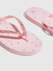 Grefit Star Printed Flat Home & Beach Flip Flops Spring Shoes Spring Break Easter For Casual Beach Style For Christmas Beach Shoes - Baby Pink - View 9