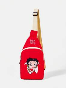 Betty Boop x SHEIN Tas Selempang Dada dengan Tali Bahu yang Dapat Diatur dan Motif Huruf Karakter - Kartun-2 - View 1