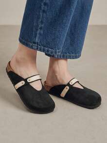 Solecia Metal Rivet Closed Toe Low Heel College Style Shoes Travel Vacation Fall Shoes - Black - View 5
