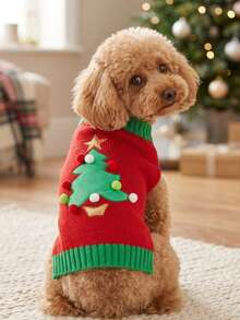PETSIN Christmas Tree Dog Sweater Warm Knit Pet Clothes Xmas Holiday Puppy Outfit For Small Medium Dogs - Multicolor - View 2