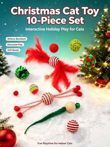 PETSIN Christmas Cat Toys Set, Interactive Kitten Toy Assortment, Indoor Cats Entertainment, Soft Crinkle Balls Mice Bite Resistant Cat Toy Pack, Holiday Xmas Gift For Small Medium Cats - Multicolor - View 18