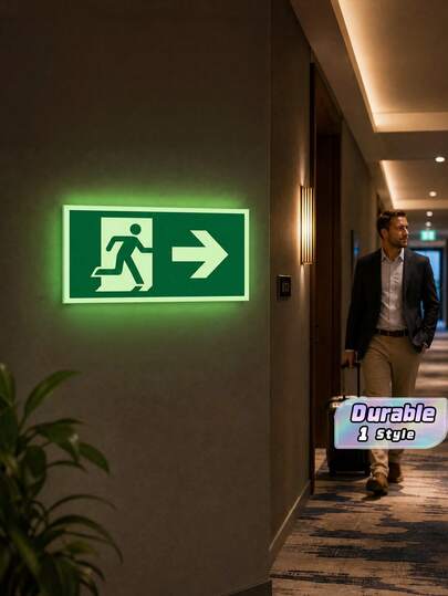 7/8 Pieces Of Luminous Emergency Exit Signs, Fire Safety Directional Signs With Photoluminescent Film For Hotels, Schools And Offices