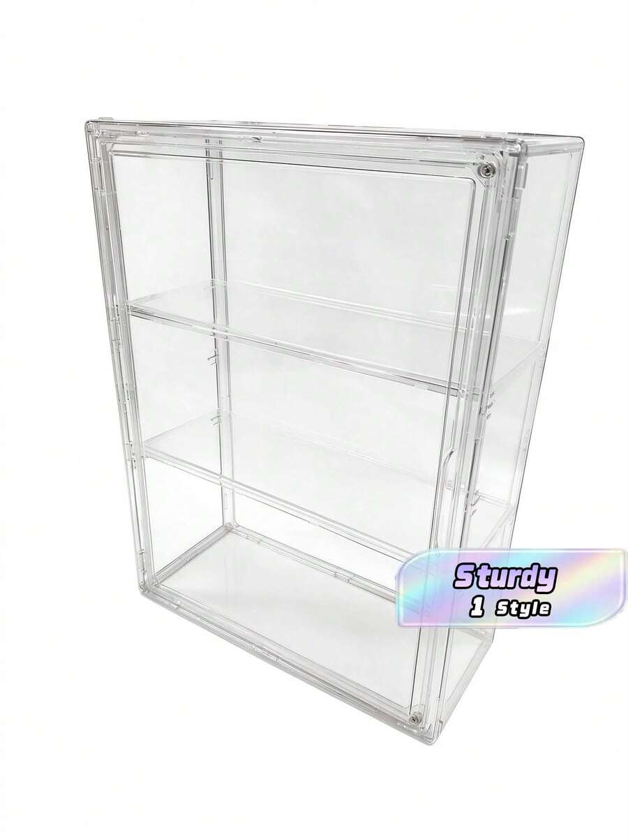 3-Tier Transparent Display Cabinet With Magnetic Door, Heavy-Duty Acrylic Structure, Extra Large Capacity, Modern Design Transparent Display Case For Store, Home Office, Collectibles, Space-Saving Organizer, Thanksgiving, Christmas - A - View 1