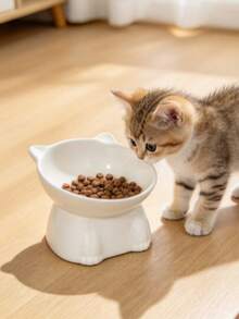 Double-Ear High-Foot Cat Bowl Set, Slanted Neck Protection Cat Food Bowl, Effectively Prevents Cat Black Chin, Raised Base Reduces Neck Pressure, Shared Feeding Bowl For Multi-Cat Households, Dual-Use For - 150ml - View 10