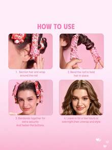 Strawberry Shortcake X SHEIN مجموعة أدوات تجعيد الشعر بدون حرارة بطباعة كرتونية 6 قطع - متعدد الألوان - مشاهدة 3