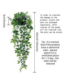 1件裝仿真懸掛植物，DIY花牆用小型人造盆栽植物，派對、秋冬春季葉片收穫裝飾，居家裝飾、桌面裝飾、農舍風裝飾，戶外抗UV仿真花植物，適用懸掛花園、門廊、窗台花盒室外裝飾 - 綠色 - 查看 9