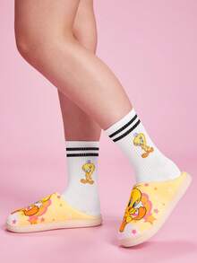LOONEY TUNES X SHEIN 1 Pair Of Cartoon Pattern Tube Socks - White - View 4
