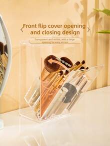 Clear Acrylic Makeup Brush Holder – Adjustable Makeup Organizer For Vanities – Desktop Storage Box With Compartments – Perfect Birthday Or Valentine's Day Gift - View 2