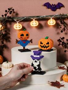 MINKOJA Halloween Cute Building Blocks Kit, Mini Q Version Skeleton Pumpkin Ghost Figures, Easy Assembly Educational Toy, Desktop Ornament, Halloween Party Favors Gift - Multicolor - View 16