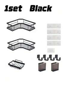 3Pcs Corner Bathroom Shelf Set, Wall‑Mounted Shower Caddy With Practical Soap Holder, Waterproof Shampoo Toiletry Storage Rack, Space‑Saving Wall Organizer For Bathroom Shower Corner, Home Household Bathroom Accessories For Neat Storage - Multicolor - View 14