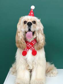 PETSIN Pet Christmas Party Hat And Knitted Scarf Set, Xmas Pom Pom Costume Accessories For Cats Small Dogs, Holiday Photo Props - Multicolor - View 20